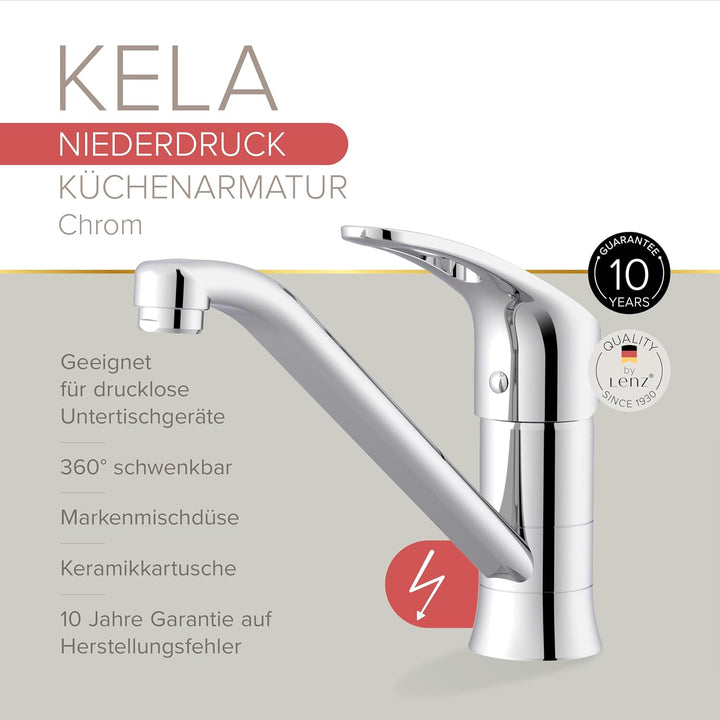Lenz KELA Küchenarmatur, Niederdruck, chrom