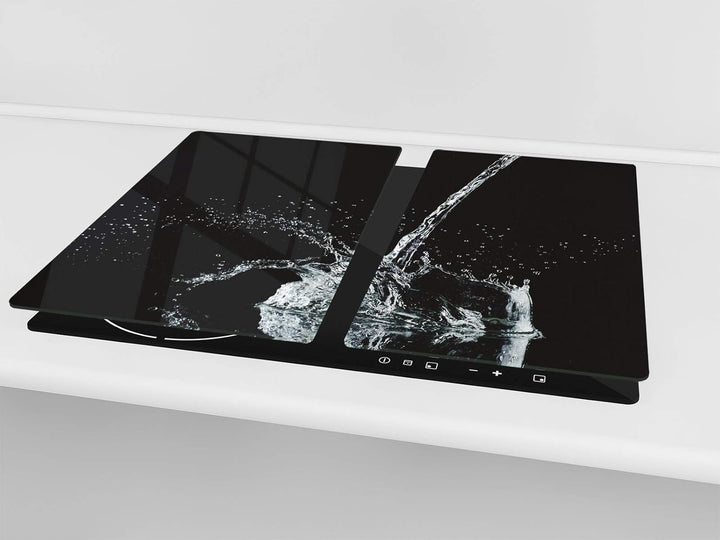 Küchenbrett aus Hartglas und Induktionskochplattenabdeckung – Schneideplatten SINGLE mit 60 x 52 cm