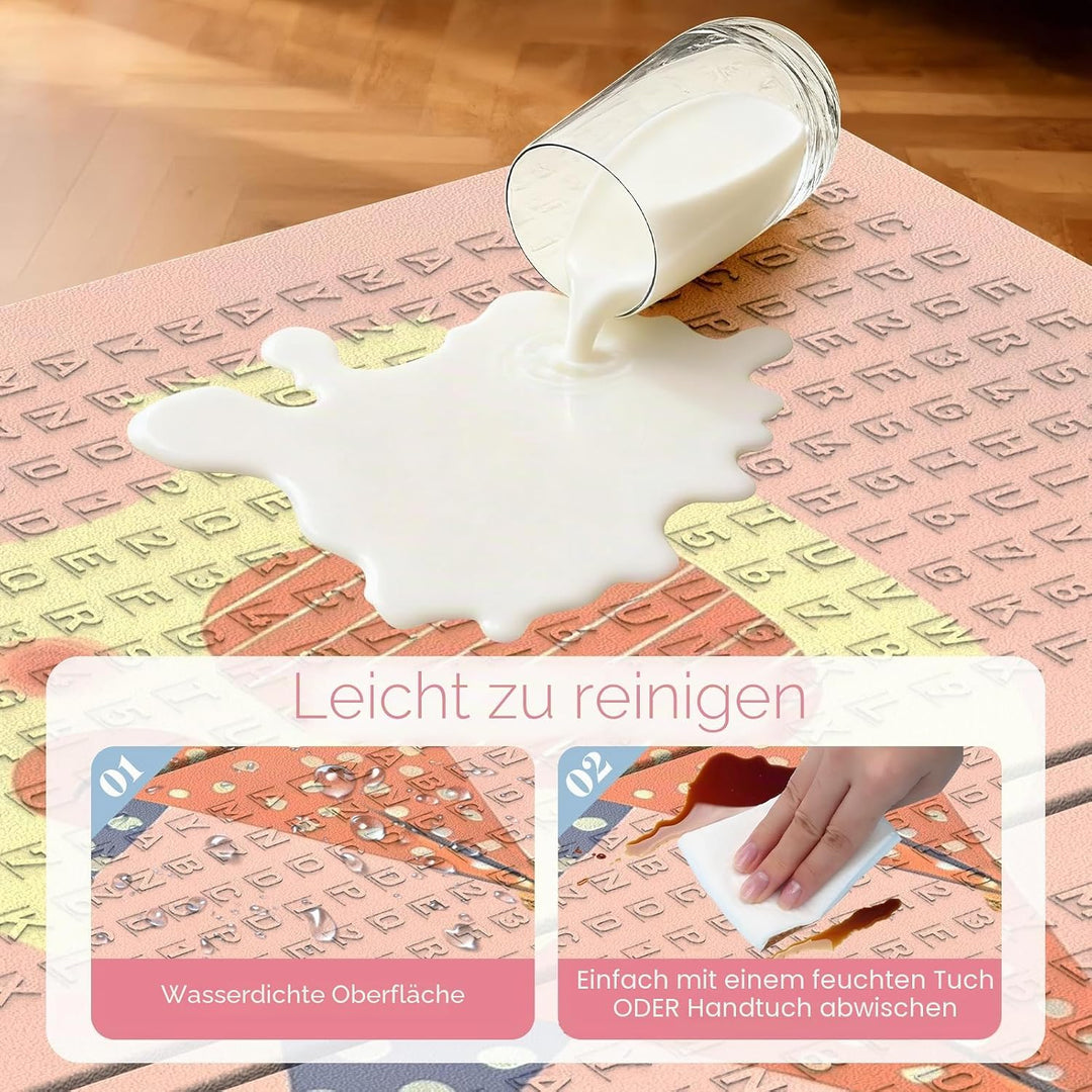 Krabbelmatte 180x120cm – Baby Spielmatte doppelseitig, Krabbeldecke aus XPE 1cm, faltbar, wasserdich