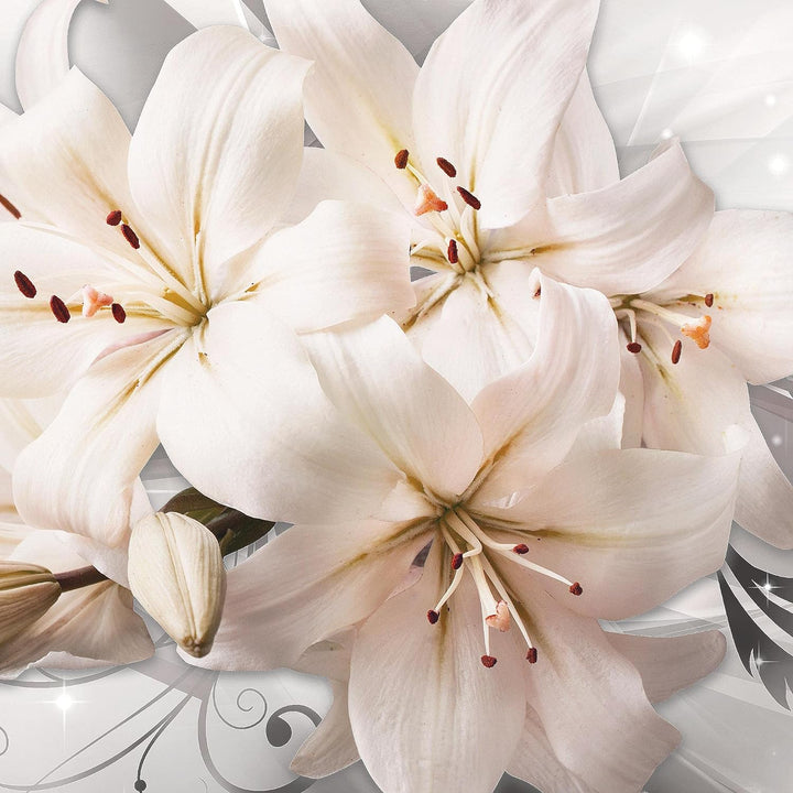 Runa Art Bild Wohnzimmer Schlafzimmer Blumen Lilien 5 Teilig Abstrakt Grau Beige Wandbilder auf Vlie