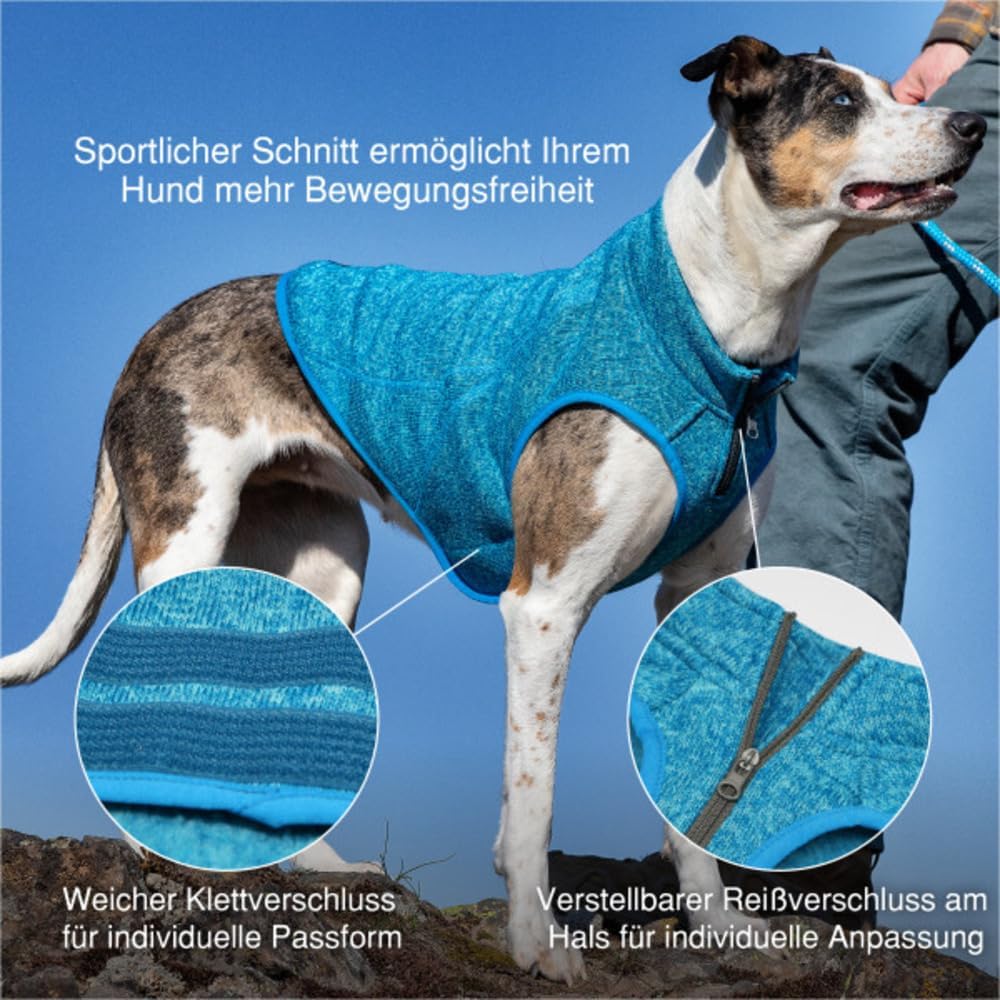 Kurgo Core Hunde-Pullover, Leichtes Fleece, Mit 2-Wege-Reissverschluss, Mit Hundegeschirr kompatibel