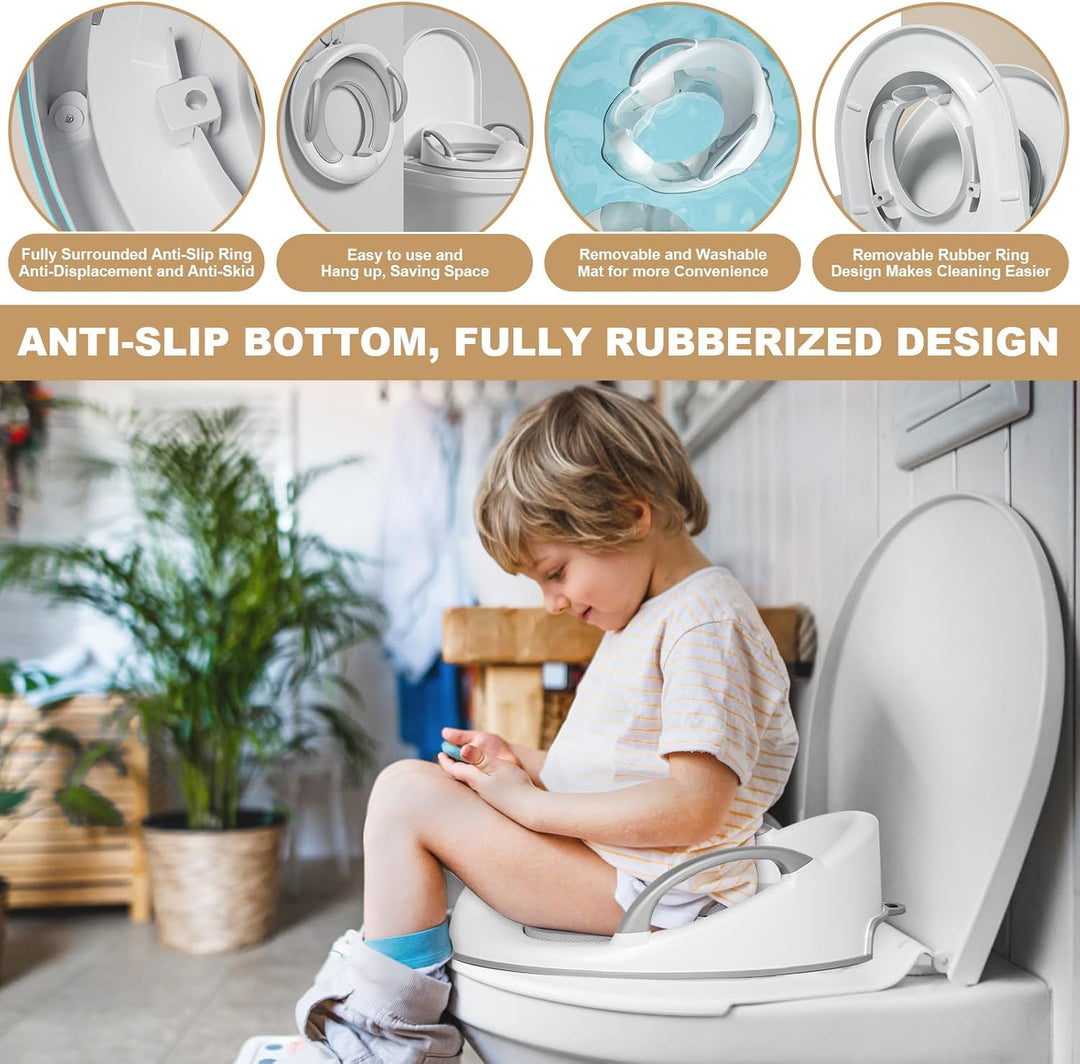 Toilettensitz Kinder,Toilettentrainer für Jungen und Mädchen,WC Sitz Kinder mit Griffen und Rückenle