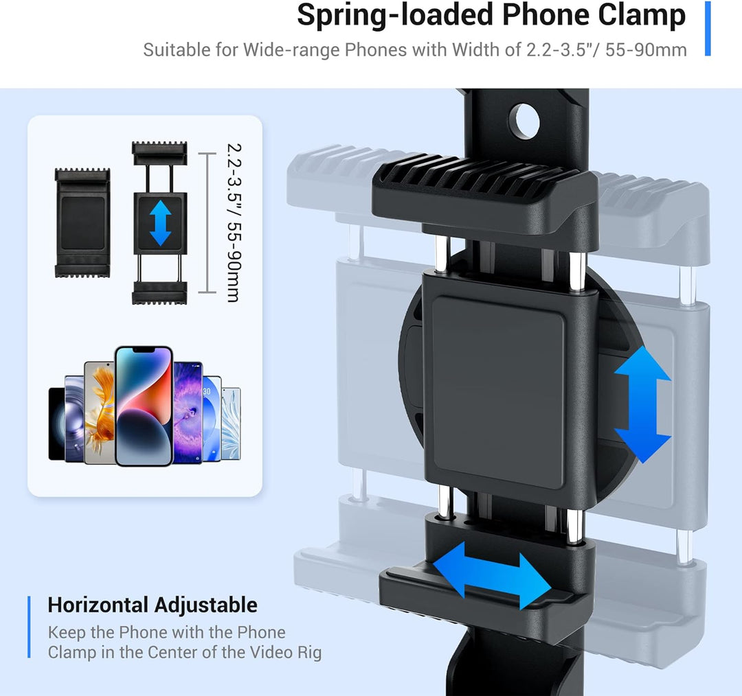JJC Smartphone Video Rig Fernbedienungs Set mit 6 Kaltschuh Halterungen für iPhone 15 14 13 12 11 Pr