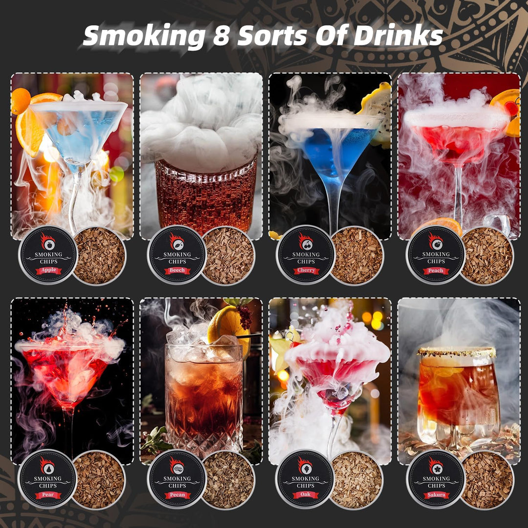 Cocktail-Räucher-Kit mit Fackel, Whisky-Räucher-Set mit 8 Geschmacksrichtungen Räucherholzchips, Alt
