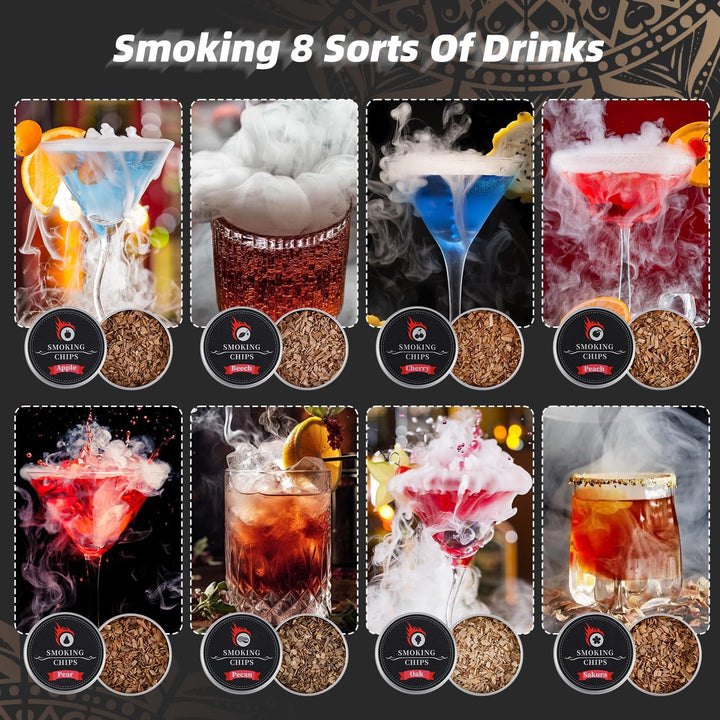 Cocktail-Räucher-Kit mit Fackel, Whisky-Räucher-Set mit 8 Geschmacksrichtungen Räucherholzchips, Alt