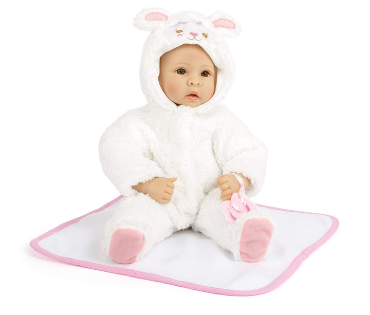 Small Foot 11498 Babypuppe Lämmchen mit weichem Körper, inkl. Kuscheldecke, Strampler und Schnuller,