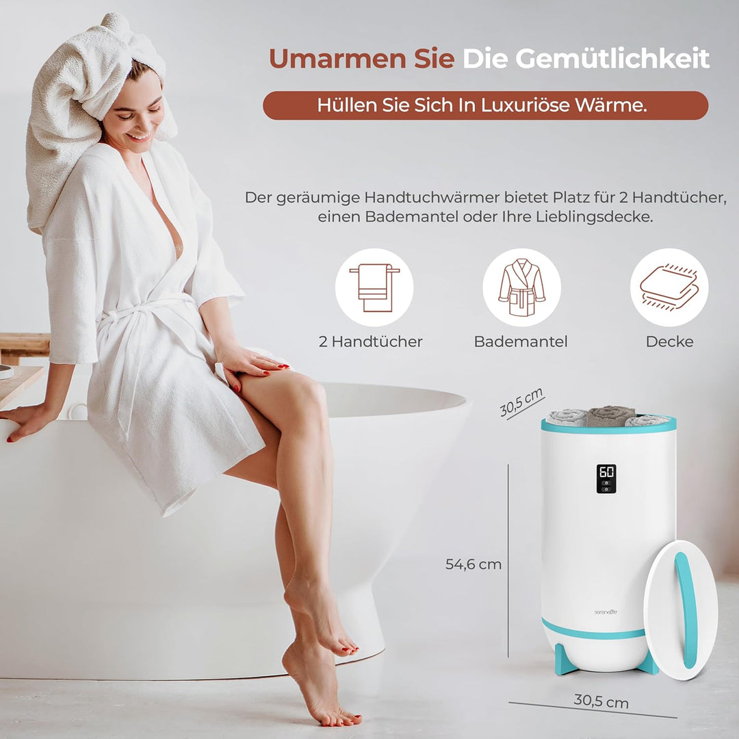 SereneLife Handtuchhalter Stehend Blau – Elektrischer Handtuchwärmer für 2 Handtücher Energiesparend