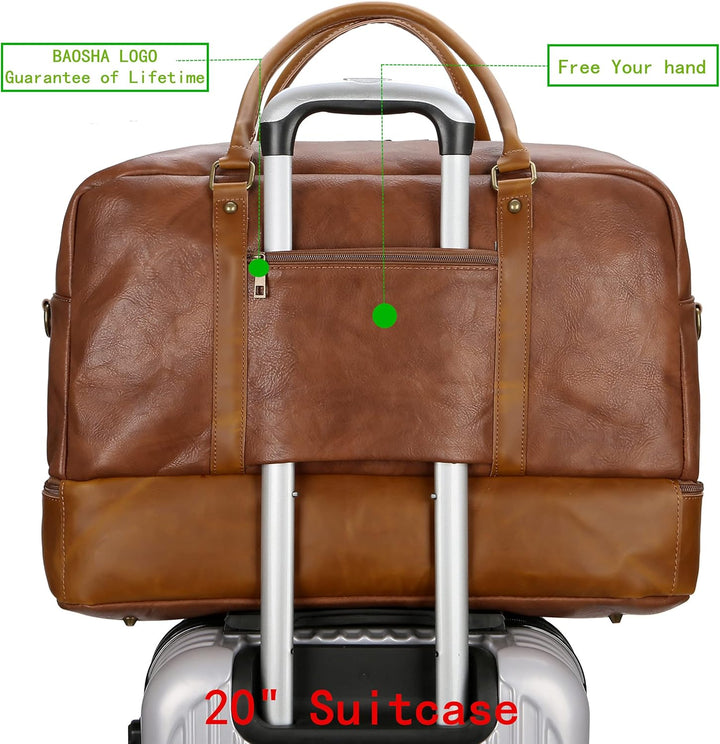 BAOSHA Grosse Reisetasche aus Leder mit Schuhfach HB-38 Braun, Braun