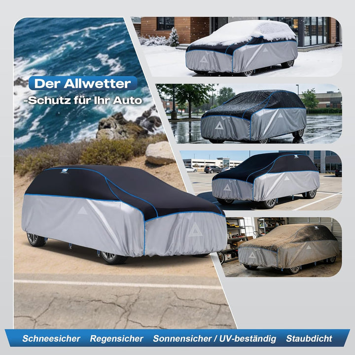 Hagelschutzplane Auto mit separater Sonnenblende,Schrägheck Wasserdicht Auto Autoabdeckung, Abdeckpl