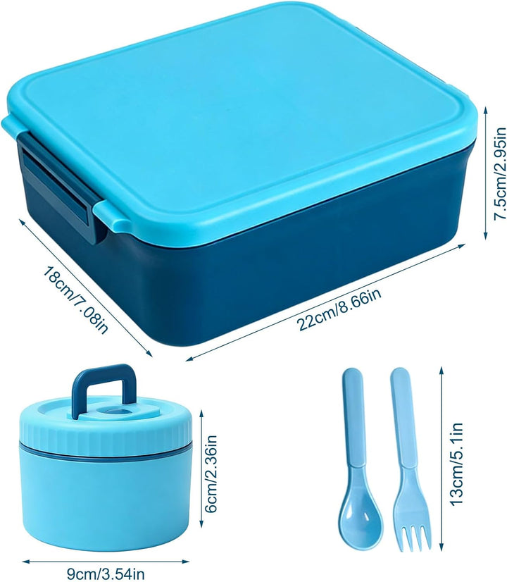 Lunch Box Set mit 320ml Thermobehälter für Essen, Auslaufsicher Brotdose mit 4 Fächern, Auslaufsiche