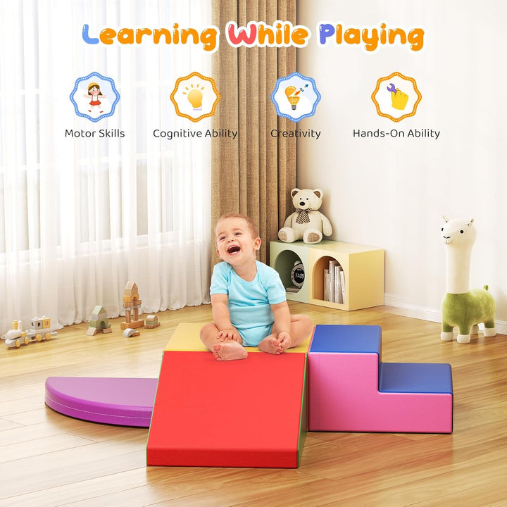 Baby-Schaumstoffbausteine, Softplay-Set für Kleinkinder von 1–3 Jahren, Baby-Kletterturm mit Rutsche