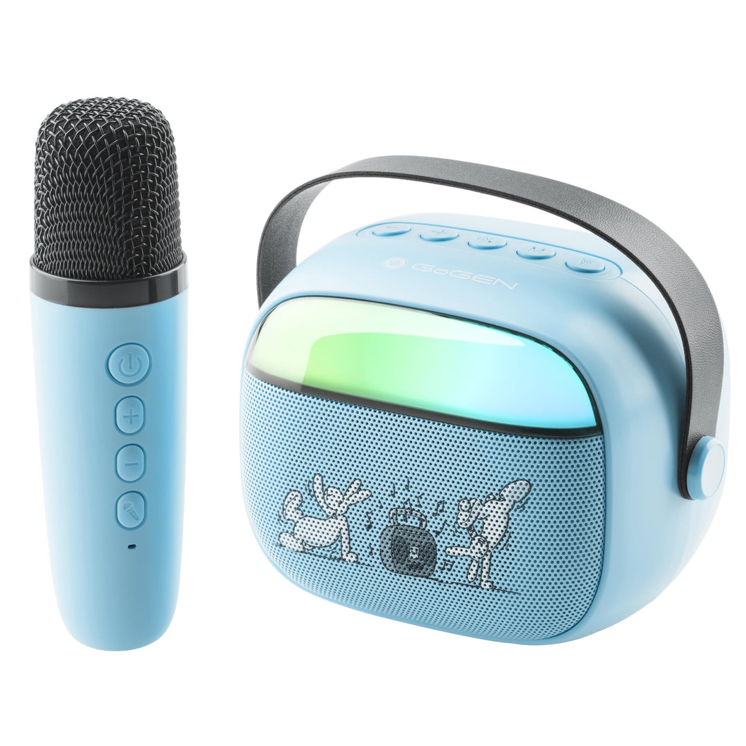 GOGEN Party Kinder Bluetooth‑Lautsprecher mit Mikrofon I Licht‑ & Stimmeffekte I 3.2W I Akku 5Std.I