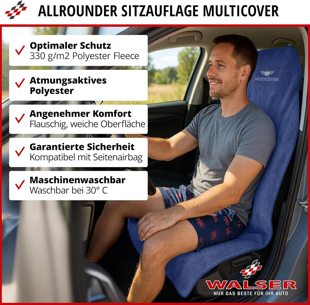 Walser Sitzaufleger Multicover, universal Auto-Sitzauflage, waschbarer Autositz-Überwurf Marineblau,