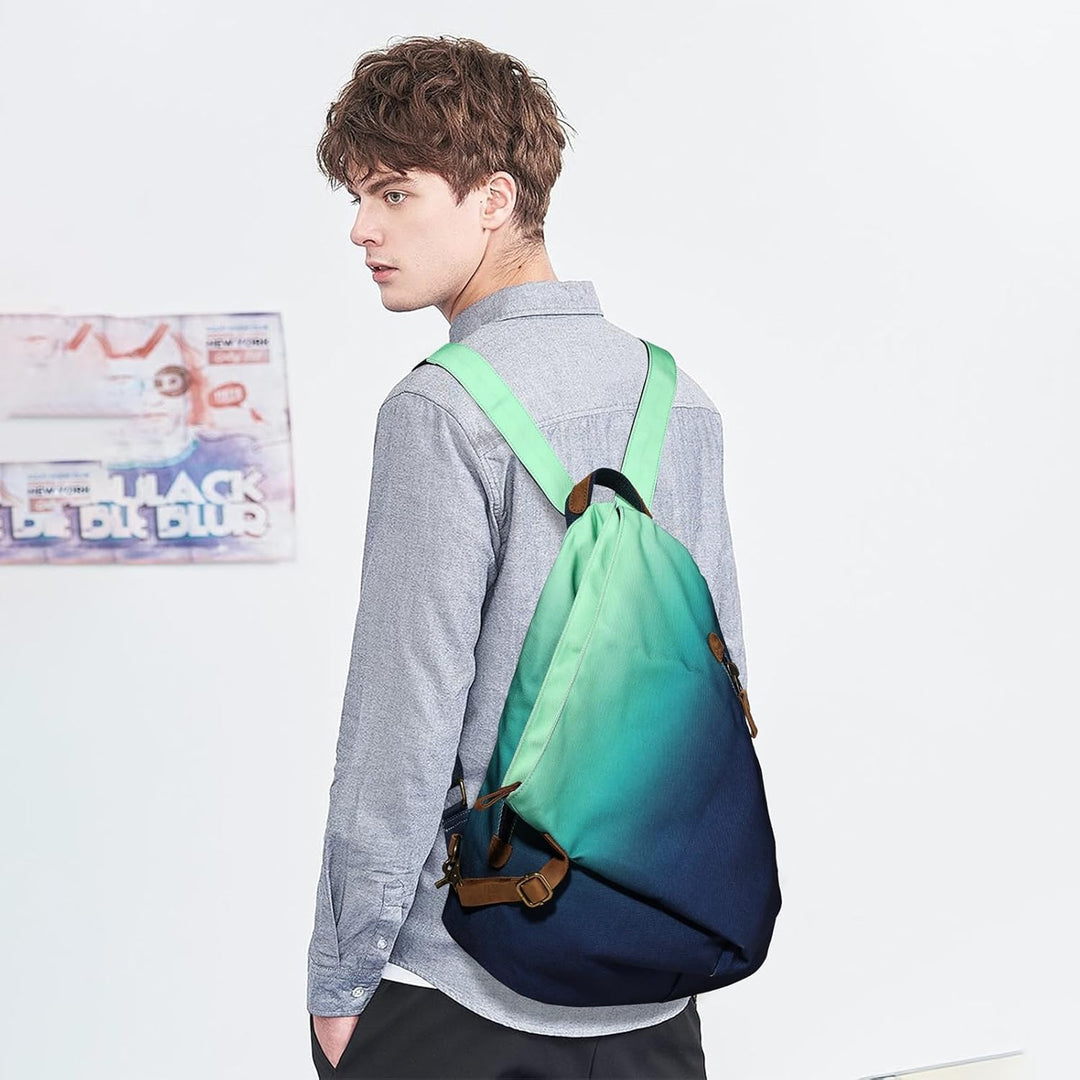 Retro Segeltuch Rucksack Canvas Vintage Rucksäcke Echtleder Daypack Reisetasche Schulterrucksack für