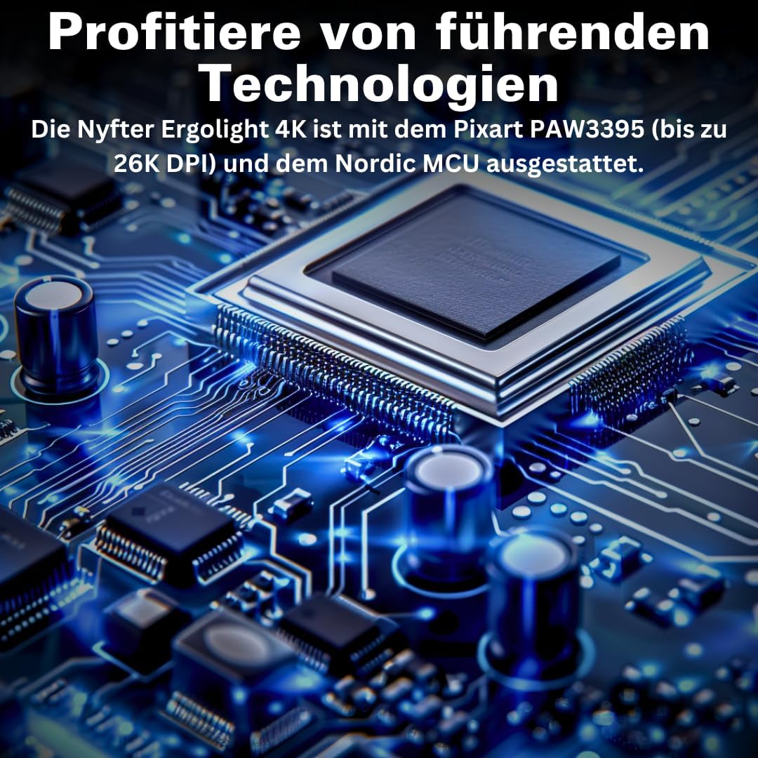 Nyfter - Premium Gaming Maus ELT Ergolight 4K Kabellos 52g Superlight Pixart PAW 3995 bis zu 26000 D