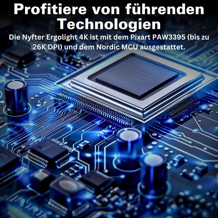 Nyfter - Premium Gaming Maus ELT Ergolight 4K Kabellos 52g Superlight Pixart PAW 3995 bis zu 26000 D