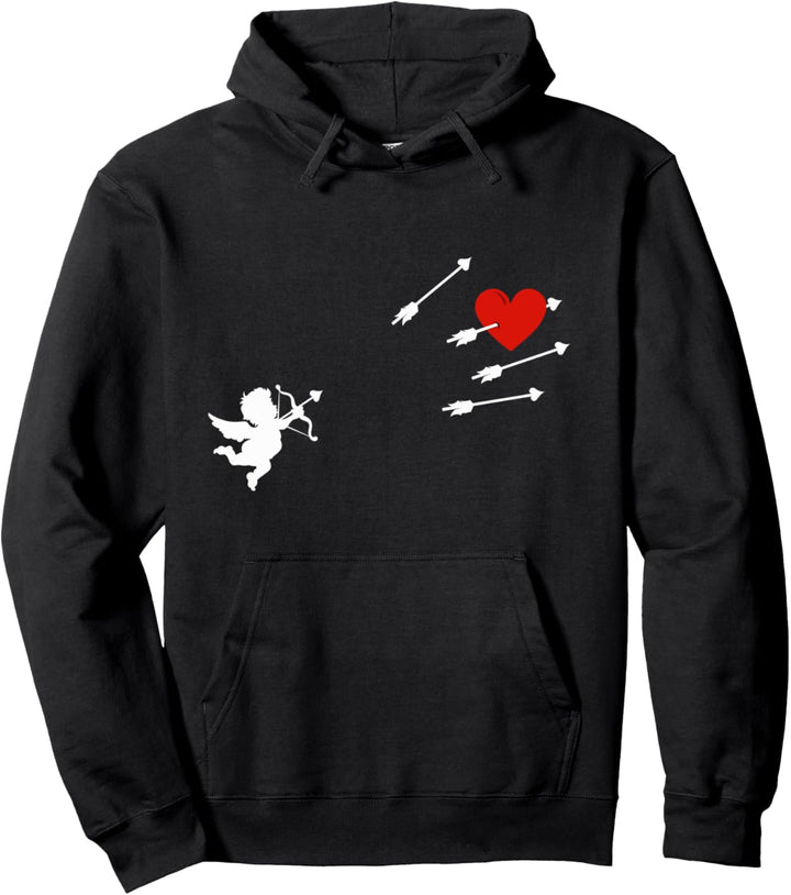 Lustige Amor Herz Valentinstag Engel Bogen und Pfeil Pullover Hoodie