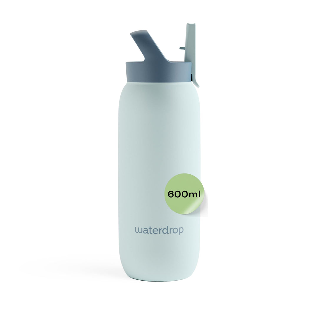 waterdrop® All Purpose Thermosflasche 600ml – Trinkflasche mit Strohhalm – isolierte Edelstahl, 24h