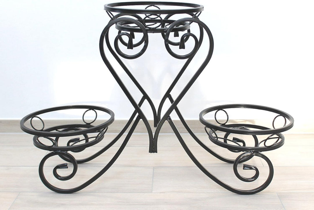 DanDiBo Blumentreppe Metall Schwarz 89 cm Blumenständer mit 3 Ablagen KW403 Blumensäule Pflanzsäule
