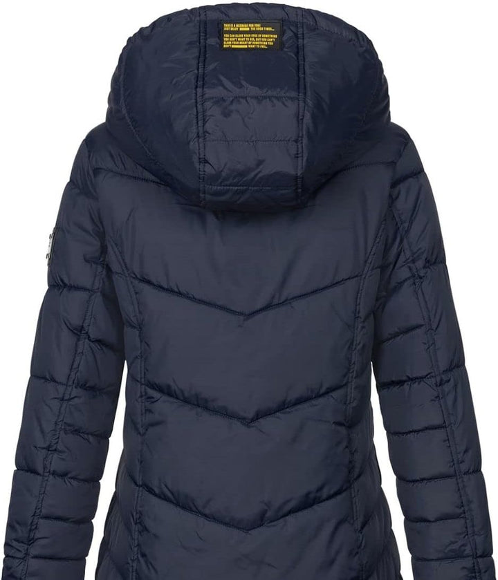 Sublevel Damen Jacke Steppmantel LSL-412 mit gefütterter Kapuze S inkwell blue, S inkwell blue