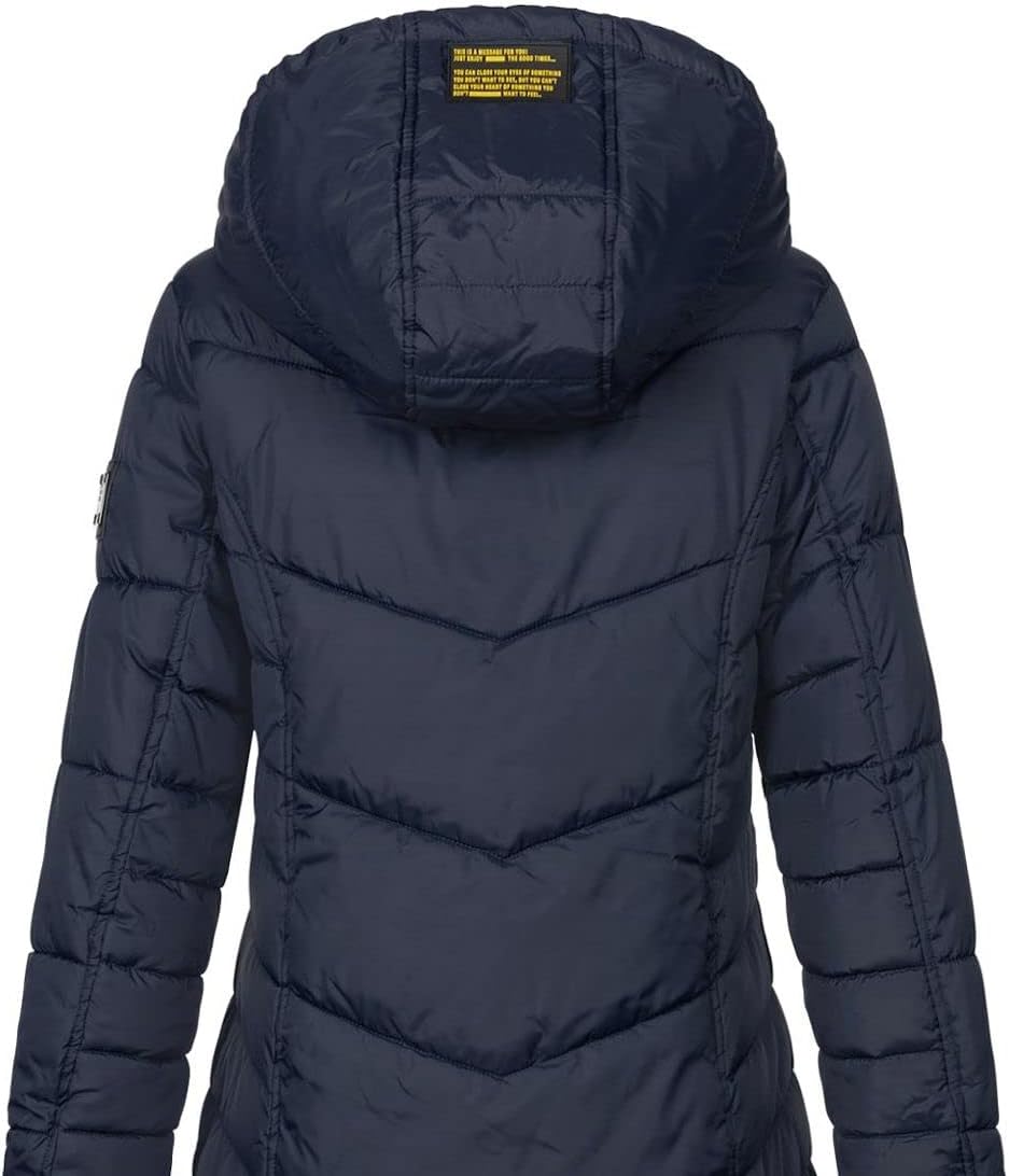 Sublevel Damen Jacke Steppmantel LSL-412 mit gefütterter Kapuze M inkwell blue, M inkwell blue