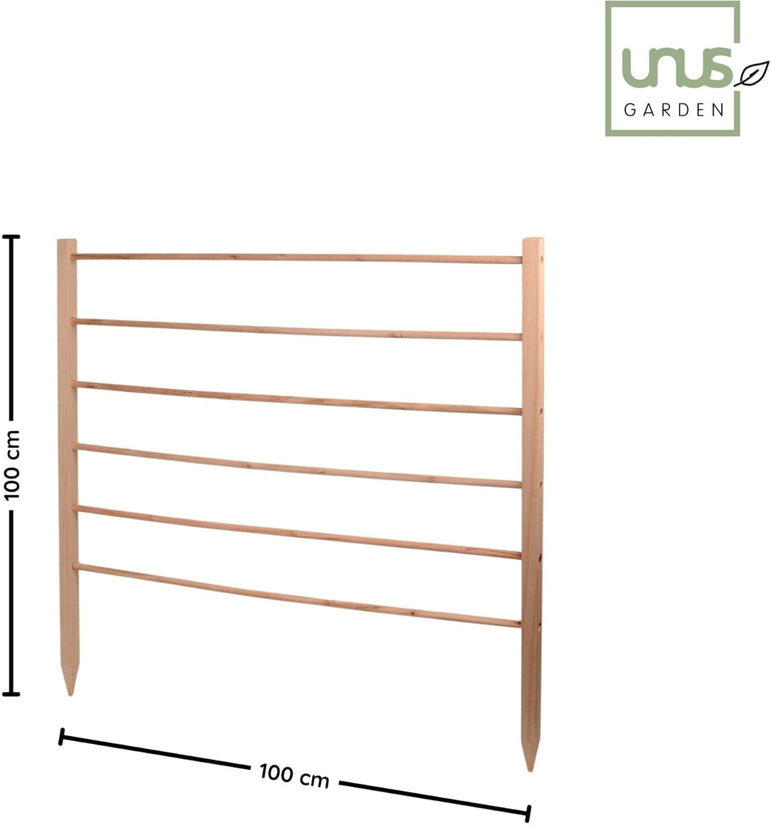 UNUS Rankhilfe aus Holz, 100 cm hoch, Grau, Wetterfeste Pflanzenstütze für Garten & Gewächshaus, ein