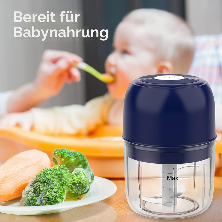 BlumWay 2 in 1 Elektrischer Knoblauchzerkleinerer, Mini-Zerkleinerer mit Eierschlägel, Lebensmittelz