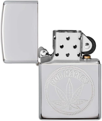 Zippo Unisex BOB Marley, Weed Stamp Winddichtes Feuerzeug, Chrome,