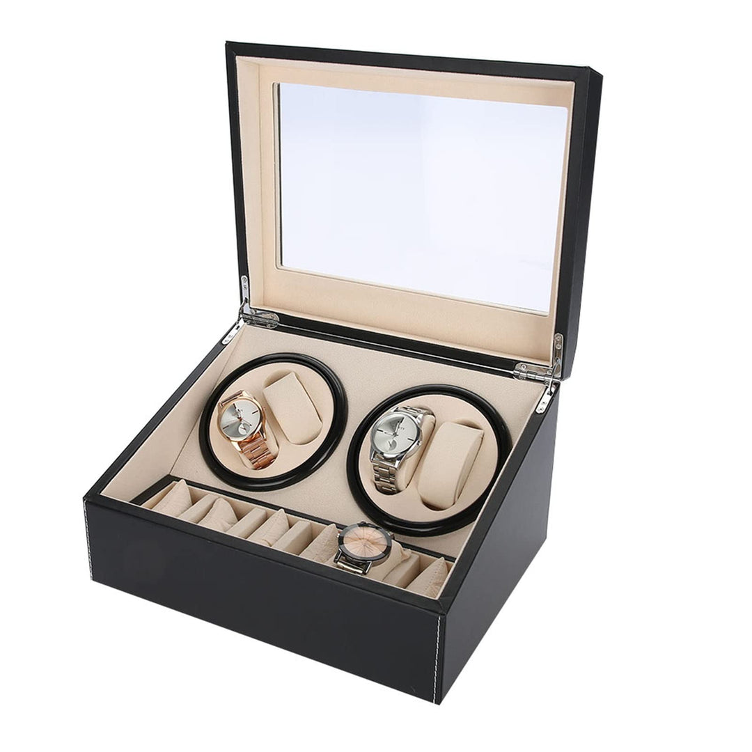 Ejoyous Automatische Uhrenbeweger Box, Uhren Aufbewahrungsboxen mit 4 Uhrenbewe + 6 Uhren, Drehen Mu