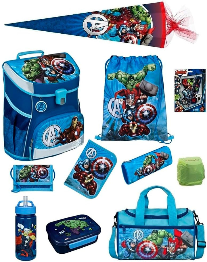Familando Avengers Schulranzen-Set 17tlg Scooli Campus Fit mit Sporttasche Federmappe gefüllt Schult