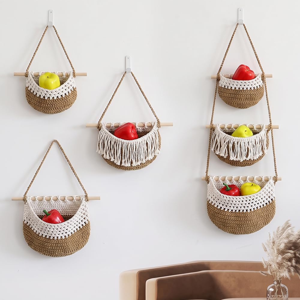 Hängender Organizer Wand, 3 Stufiger Macrame Hanging Storage, Boho Decorative Hanging Organiser, Abn