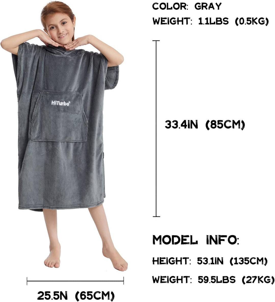 Hiturbo Kinder Wickelmantel, Handtuch Poncho Bademantel Robe mit Kapuze, für Strand, Schwimmen, Surf