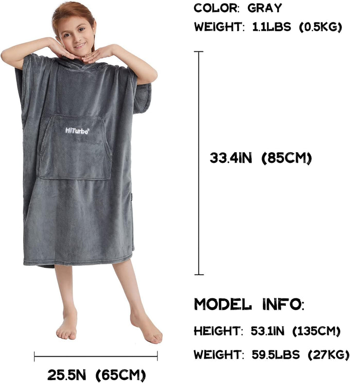 Hiturbo Kinder Wickelmantel, Handtuch Poncho Bademantel Robe mit Kapuze, für Strand, Schwimmen, Surf
