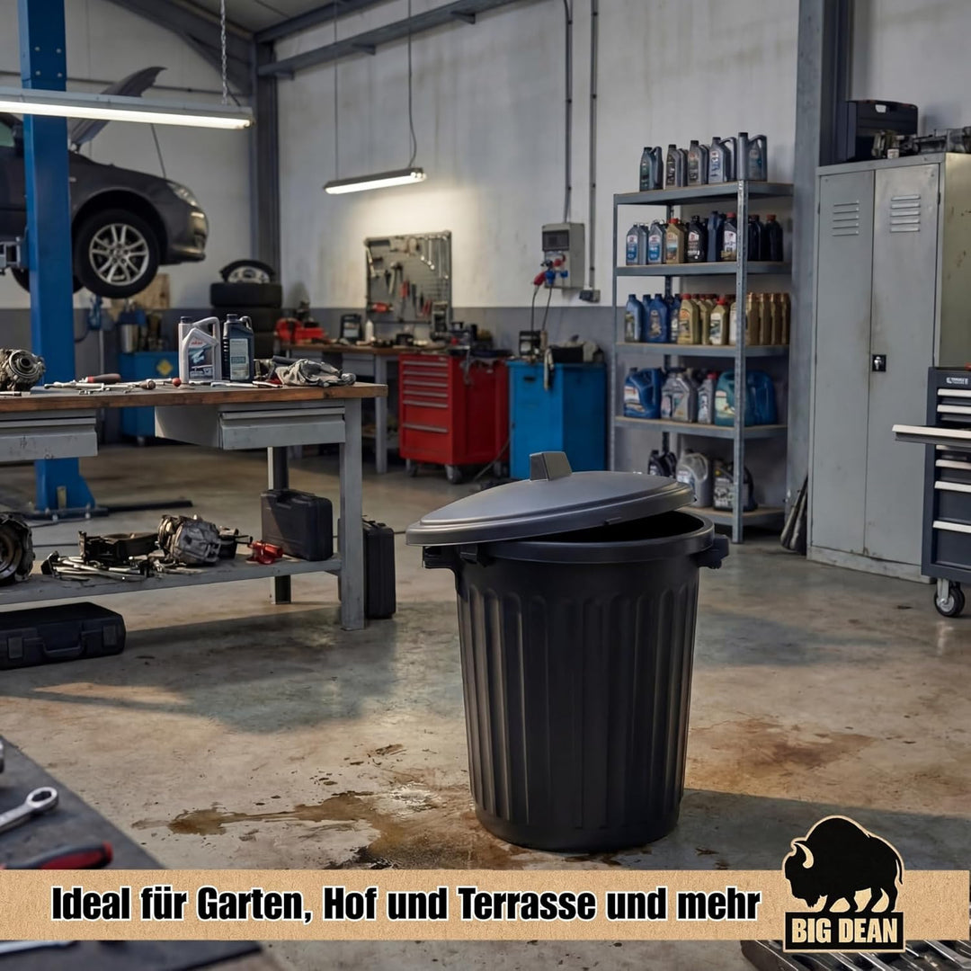BigDean Mülltonne 80 Liter 55cm durchmesser verschliessbarem Deckel