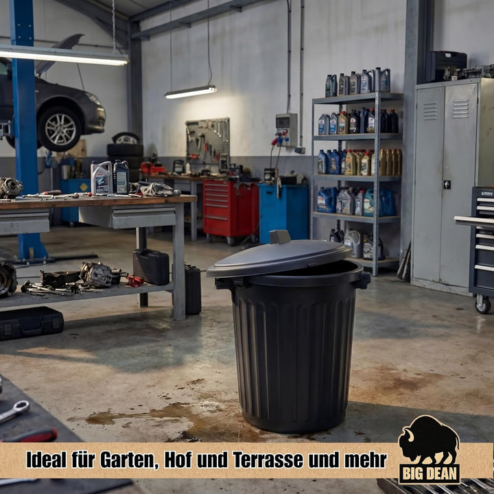 BigDean Mülltonne 80 Liter 55cm durchmesser verschliessbarem Deckel