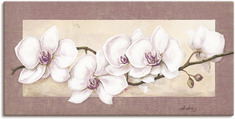 ARTland Wandbild selbstklebende Vinylfolie 100 x 50 cm Botanik Blumen Orchidee Malerei Creme A1TS Or