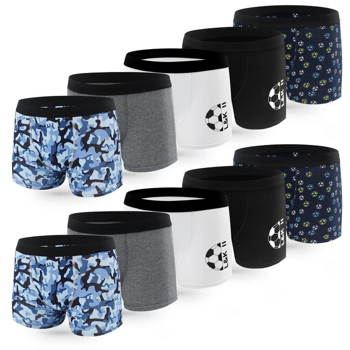 L&amp;K-II Boxershorts Jungen Baumwolle Kinder Unterhosen 10er Pack 1604 158-164 Mehrfarbig 2, 158-164 M