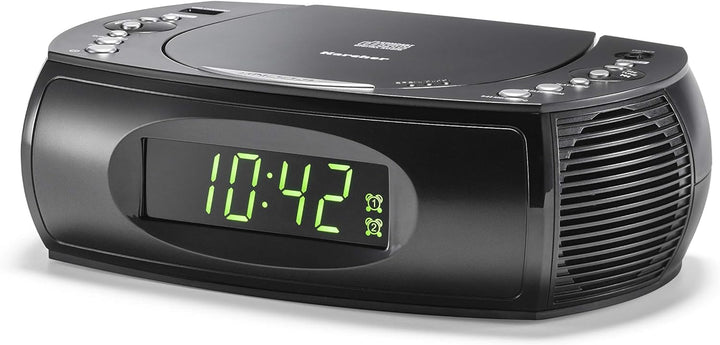 Karcher UR 1308 Radiowecker mit CD Player und UKW Radio (20 Senderspeicher) – Wecker mit Dual-Alarm,