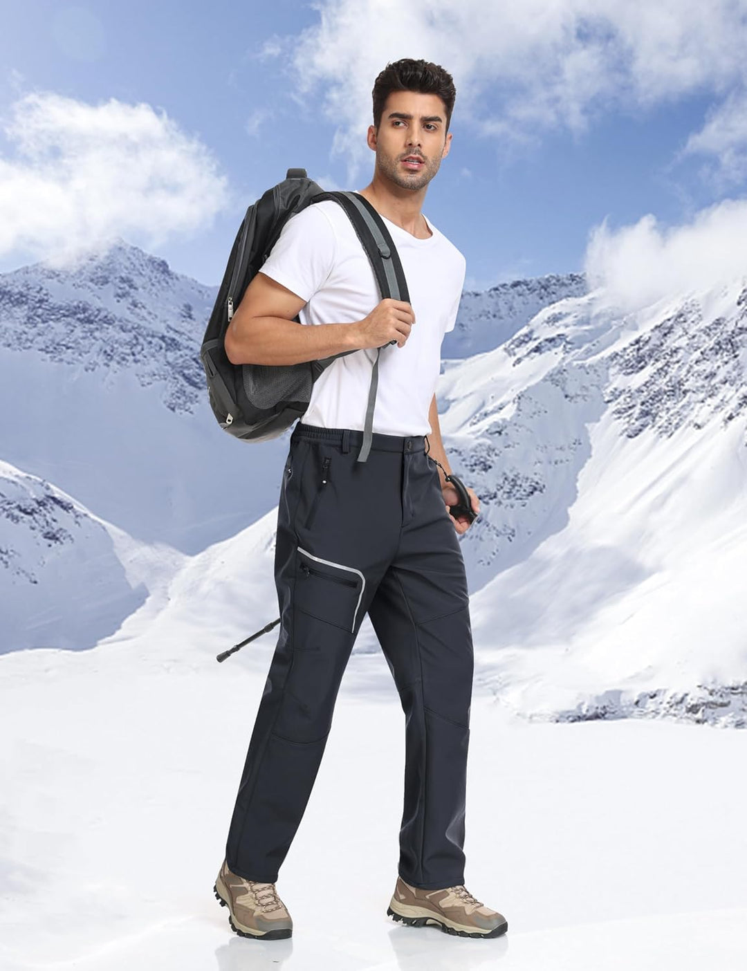 MoFiz Herren Wanderhose Warm Gefüttert Outdoorhose Wasserdicht Skihose Softshellhose Winddicht Arbei