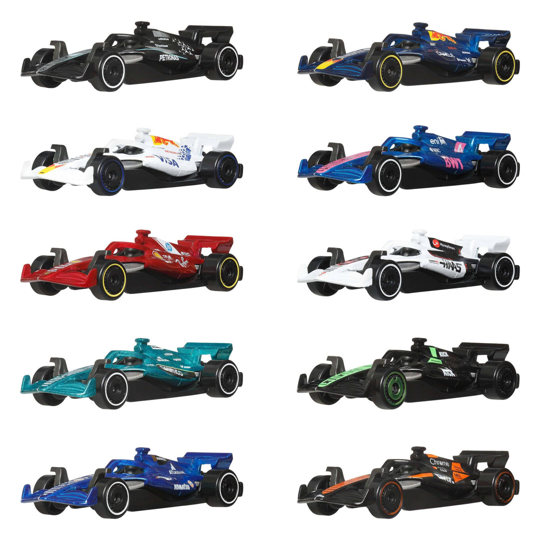 Hot Wheels Formula 1 2025 10er-Pack | Set aus 10 Druckguss-Rennautos im Massstab 1:64, eins für jede
