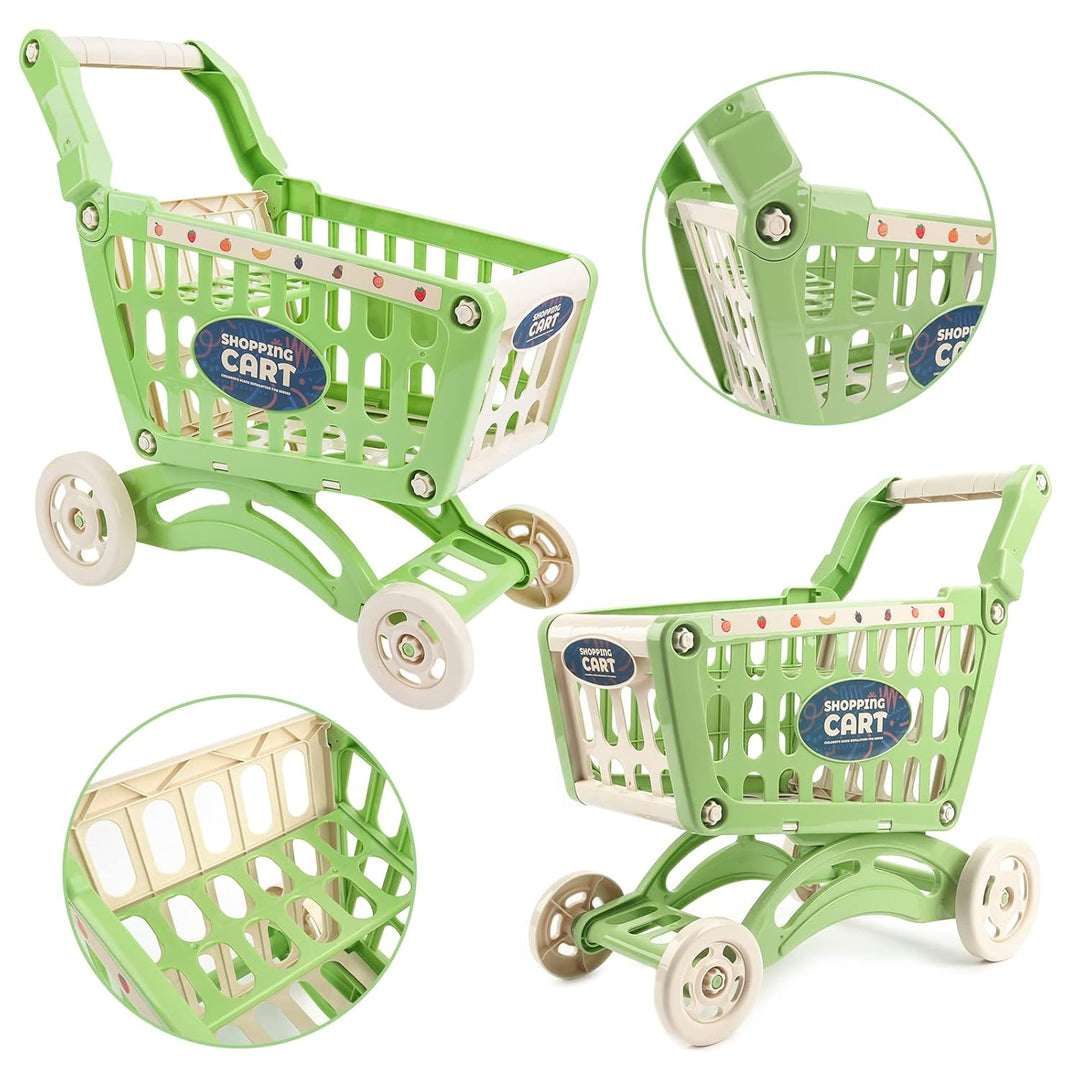deAO Kinder Einkaufswagen Wagen für Lebensmittel Kleinkinder 65 Lebensmittel Obst Gemüse Pretend Pla