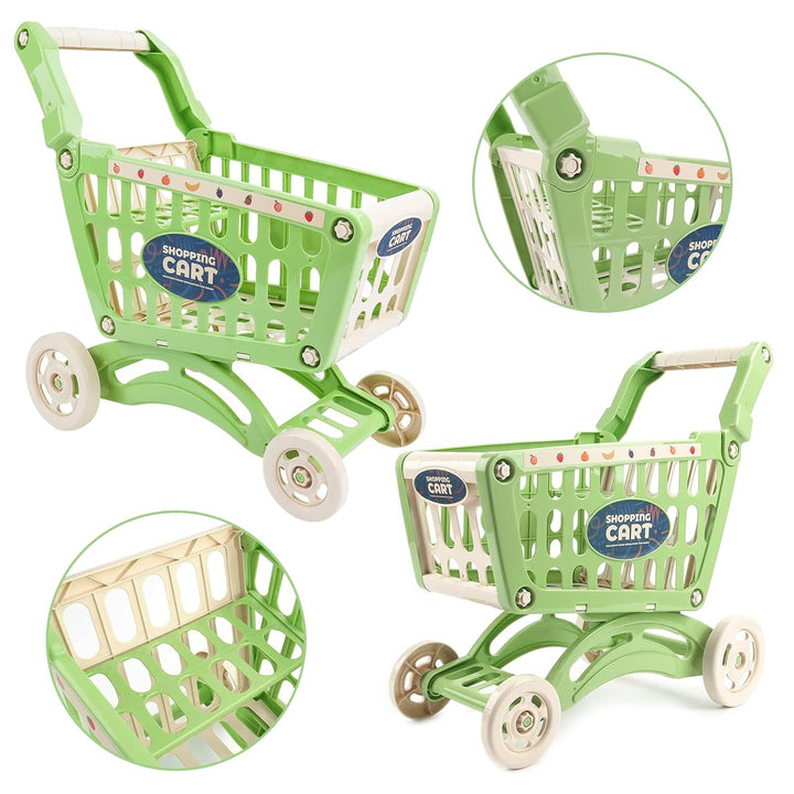 deAO Kinder Einkaufswagen Wagen für Lebensmittel Kleinkinder 65 Lebensmittel Obst Gemüse Pretend Pla