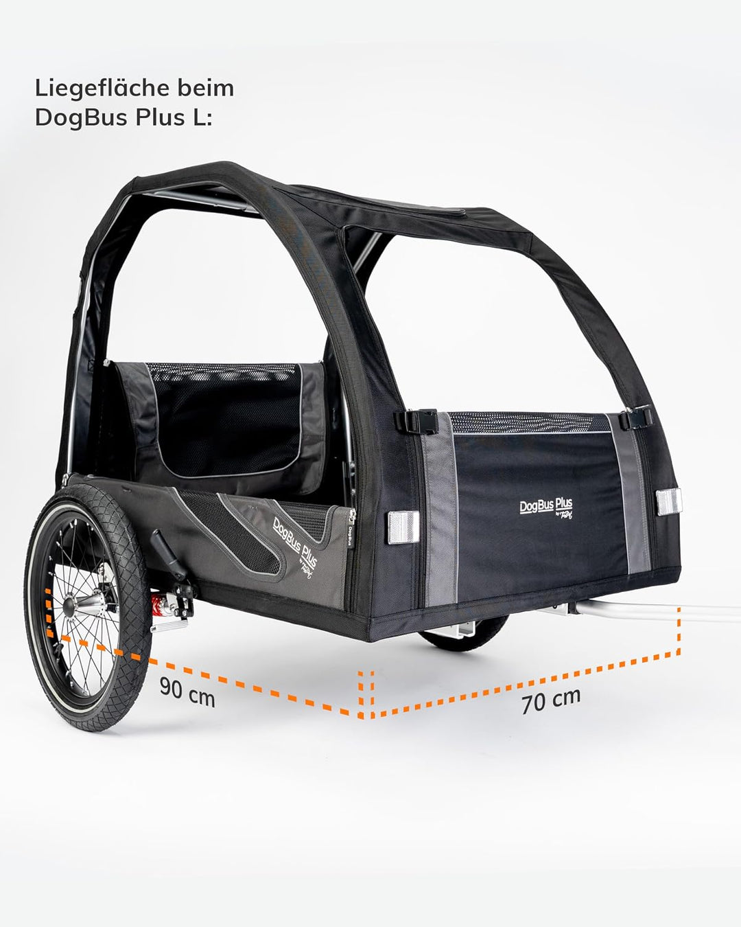TrendPet DogBus Plus L - Gefederter Aluminium Fahrradanhänger für Hunde, Hundanhänger für grosse Hun