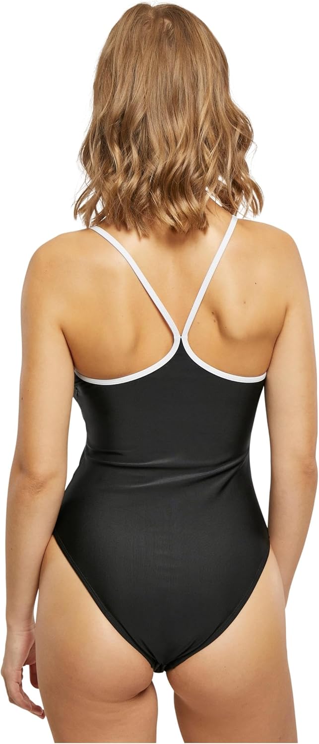Urban Classics Damen Ladies Recycled Retro Swimsuit L Black/White, L Black/White