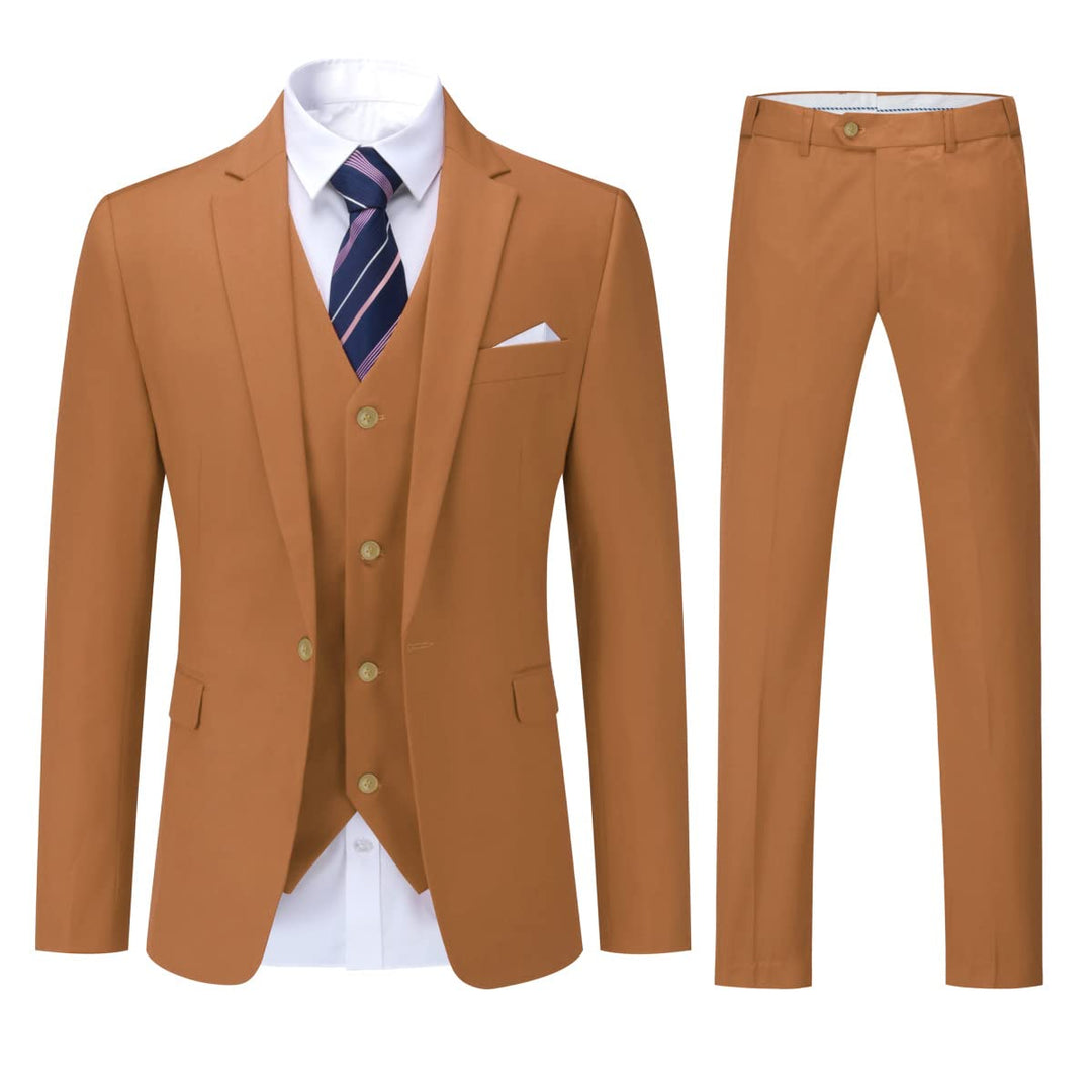 YOUTHUP Herren 3 Teilig Anzug Slim Fit Formell Anzüge 1 Knopf Herrenanzug für Business Hochzeit S Br