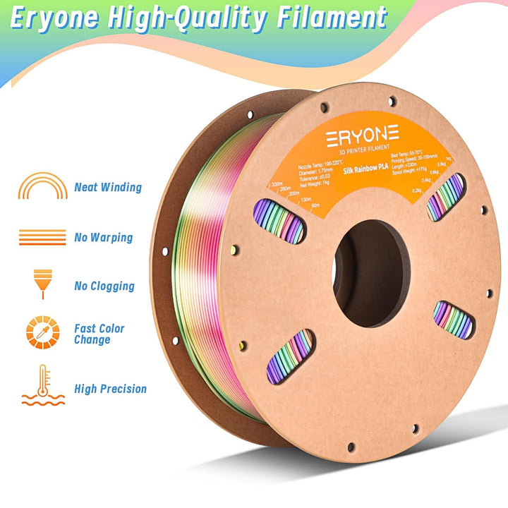 ERYONE Ultra Shiny Silk PLA Filament voor 3D Druker, PLA Filament 1.75mm, +/- 0,03mm,1kg 1 Spule, Mu