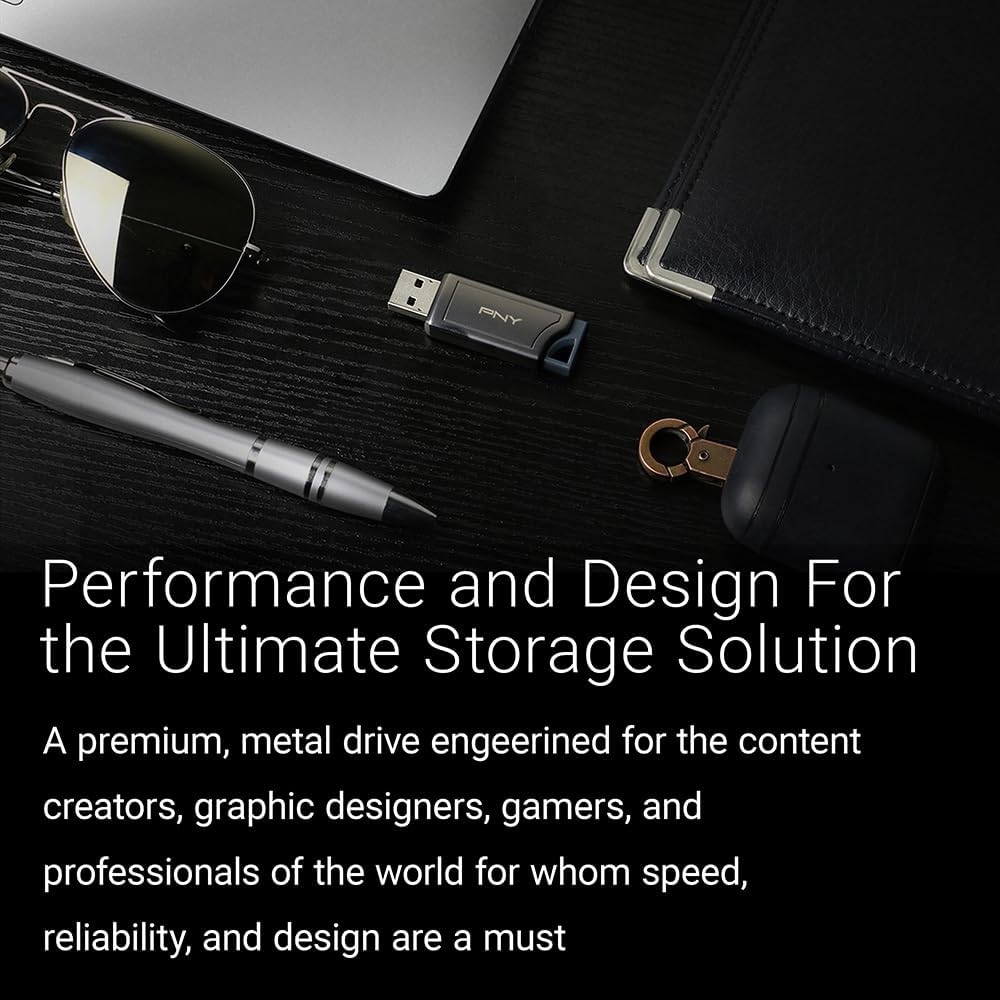 PNY 256GB PRO Elite V2 USB 3.2 Gen 2 Flash-Laufwerk, bis zu 600 MB/s Lesegeschwindigkeit, Dunkelgrau