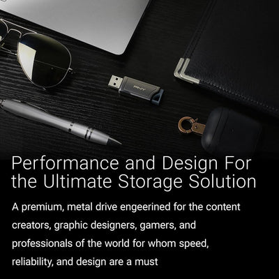 PNY 1TB PRO Elite V2 USB 3.2 Gen 2 Flash-Laufwerk, bis zu 600 MB/s Lesegeschwindigkeit, Dunkelgrau U