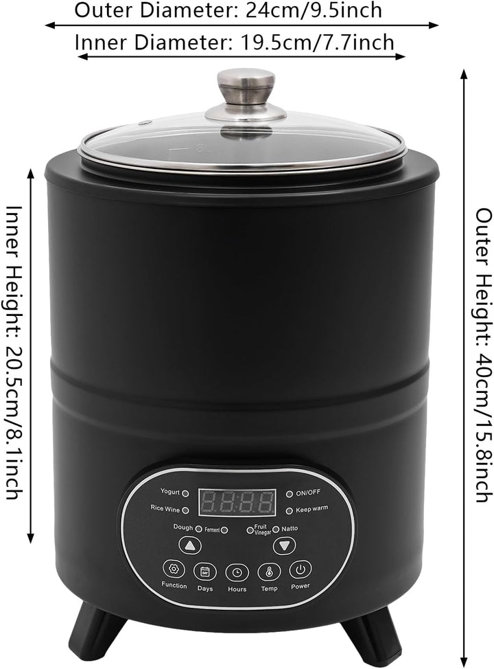 Joghurtmaschine 8 Liter, Edelstahl 304, Joghurtbereiter mit Temperaturregelung 25-80°C, für Fruchtes