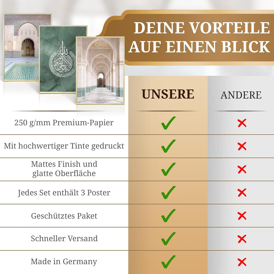 HAVA Artwork Hassan II. Mosque Poster Set, Islamische Poster, Islamische Bilder, Islamische Dekorati